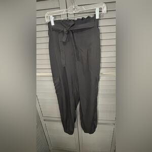 Express Black High Waisted Paperbag Waist Pants Size Small Petite